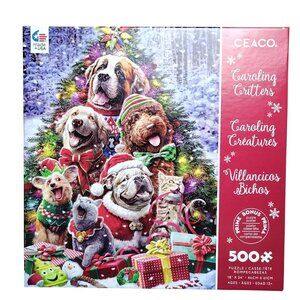 Ceaco 500-Piece Caroling Critters Christmas Dog New Jigsaw Puzzle